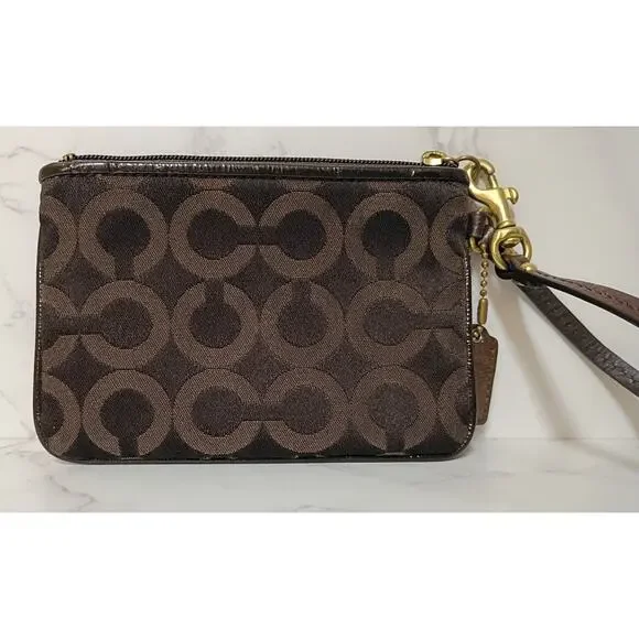 COACH Vintage Madison Op Art Brown Signature Wristlet - EUC - Picture 2 of 5